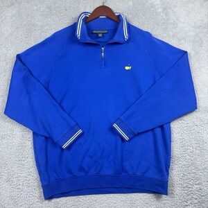 Masters Collection Sweater Mens Large Blue 1/4 Zip Golf Pullover 100% Pima